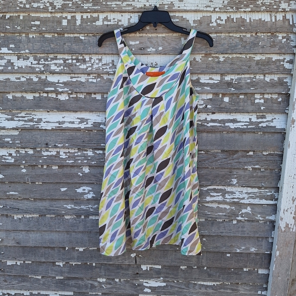 Cynthia Steffe Colorful Patterned Sleeveless Silk Dress Size 8